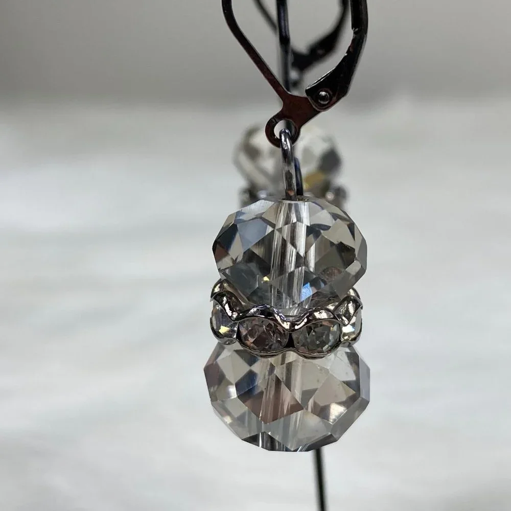 Faceted Glass Bead & Rhinestone Dangle & Drop Earrings